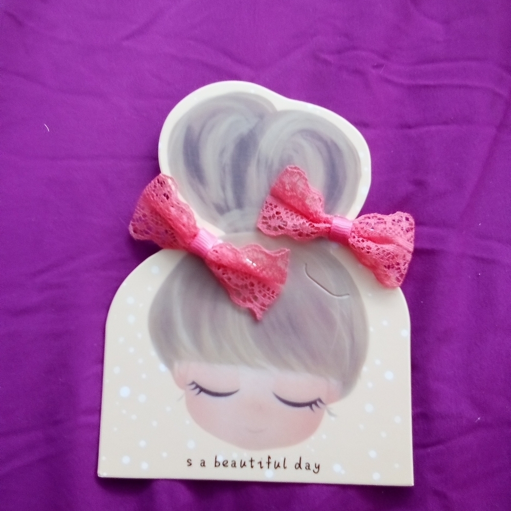 Pink Bow Hair Clips for Kids Salmon Color ( Box Home )
